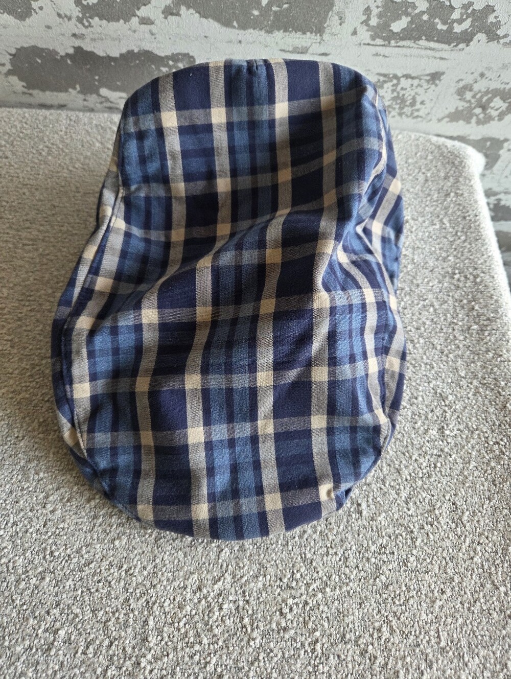 Banana Republic Men Plaid Flat Cap Newsboy Hat Blue Tan L/XL NWT Defect